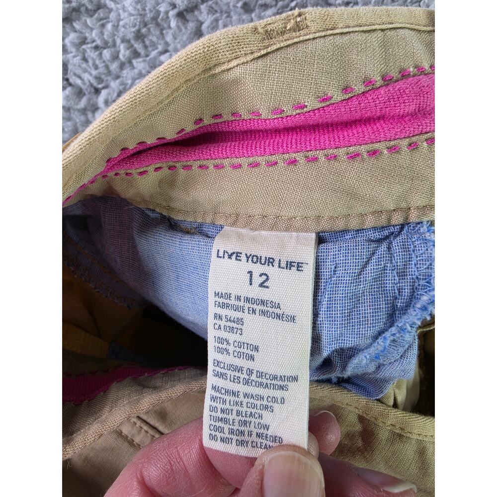 American Eagle Pants Size 12 Khaki Wide Leg Button Detail Preppy Y2K 90s Sailor - Picture 6 of 12